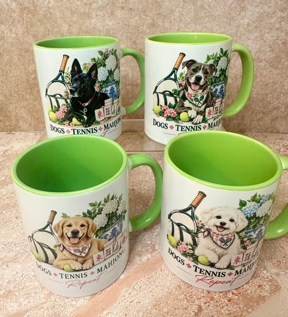 Dogs*Tennis*Mahjong*Repeat Coffee Cups