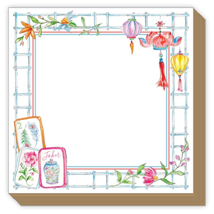 Bamboo Border with Mahjong Tiles Notepad by Rosanne Beck