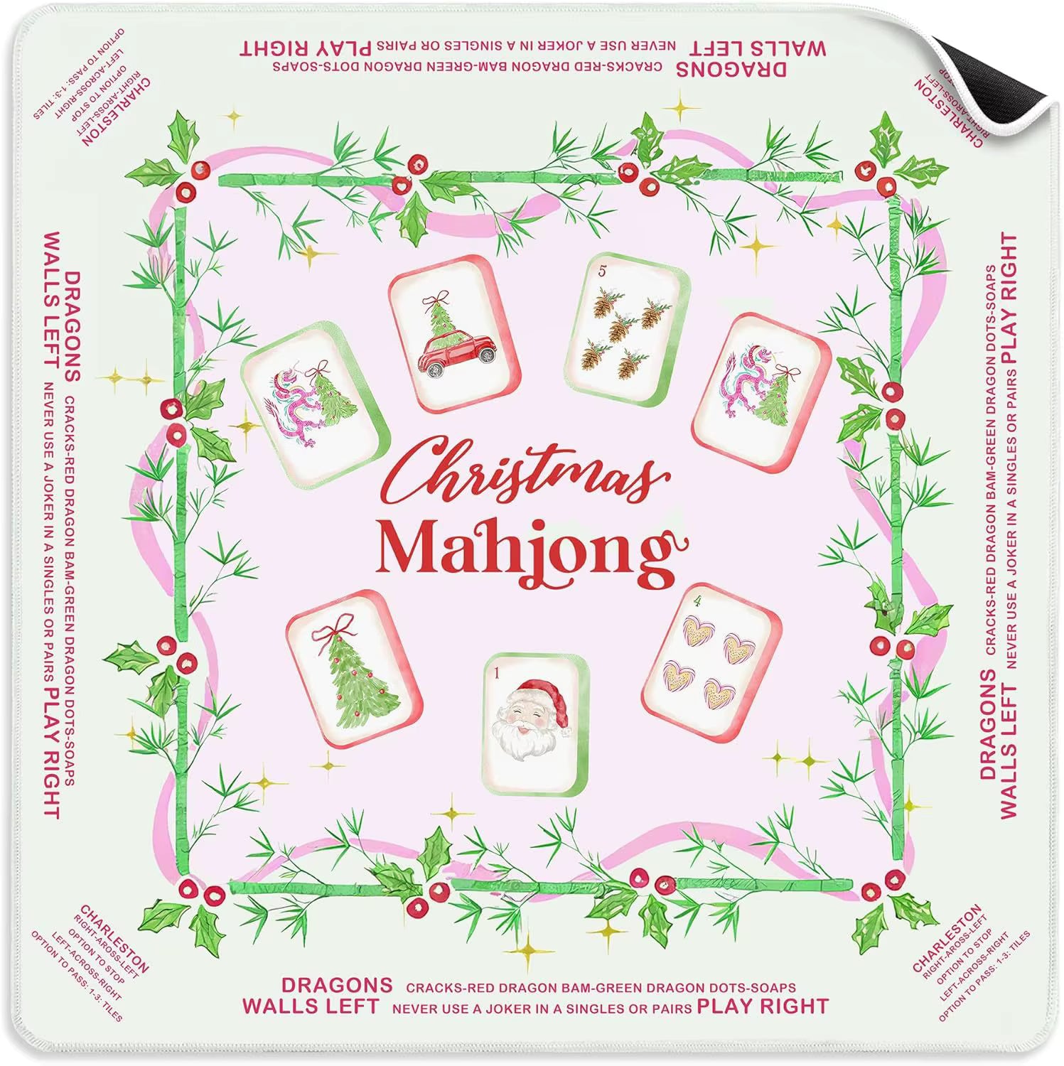 Pink Christmas Mahjongg Mat