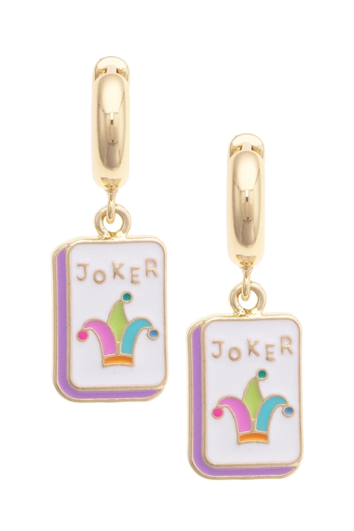 Chunky Joker Enamel Mahjong Tile Earrings by Canvas Style