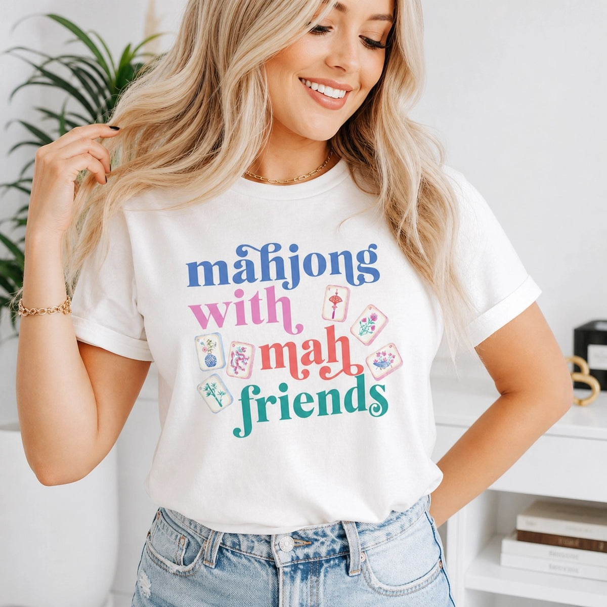 Mahjong With Mahj Friends White T-Shirt