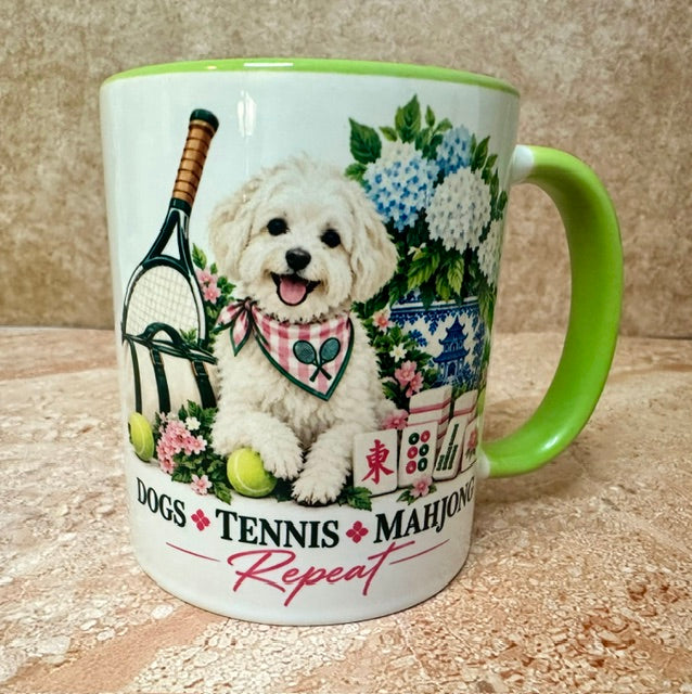 Dogs*Tennis*Mahjong*Repeat Coffee Cups