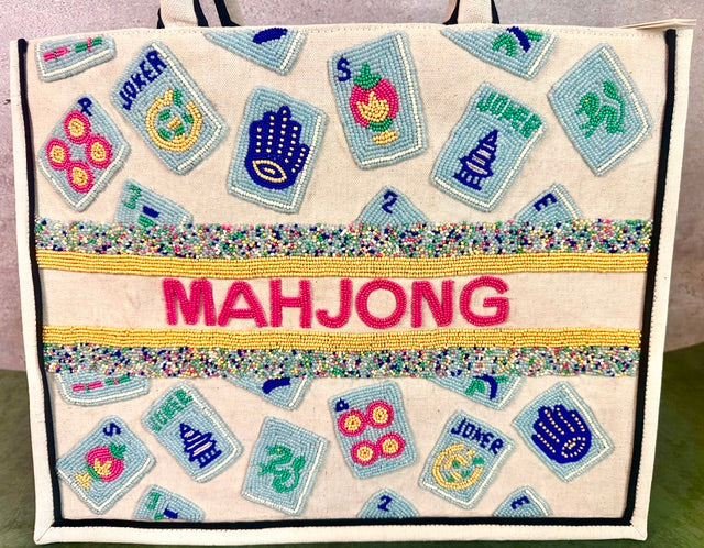 Hand Beaded Mahjong Tote Bag
