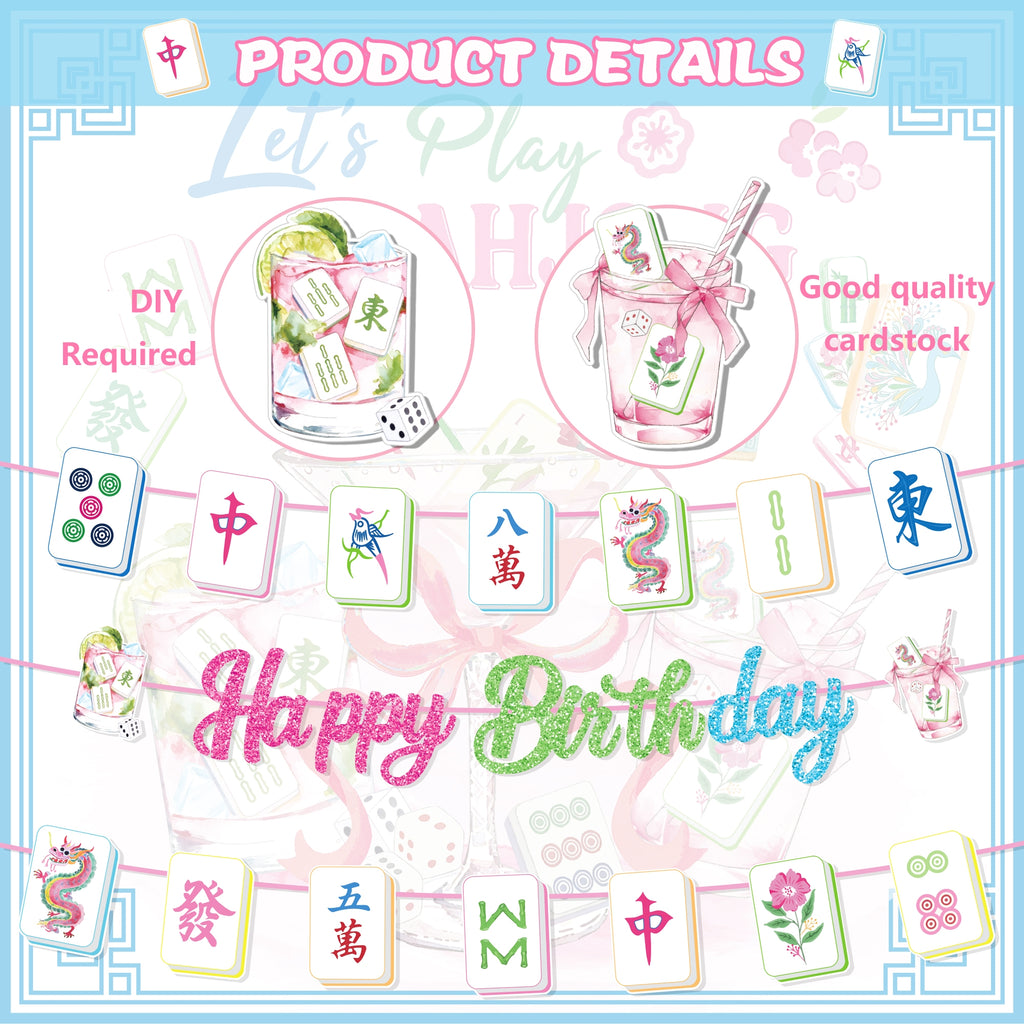 Mahjongg Party Plates, Cups, and Banner