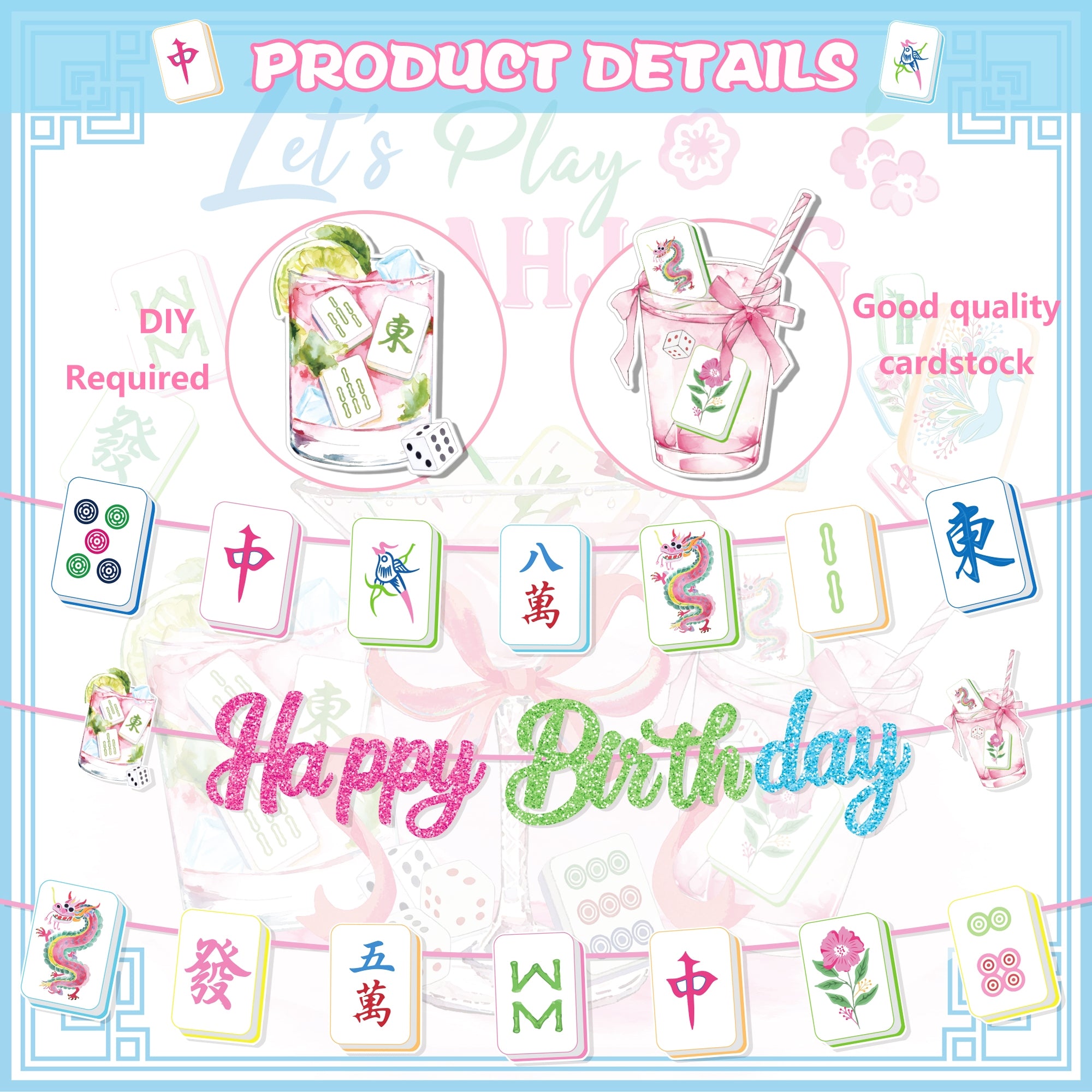 Mahjongg Party Plates, Cups, and Banner