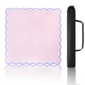 Pink scalloped Mahjong Mat with purple trim