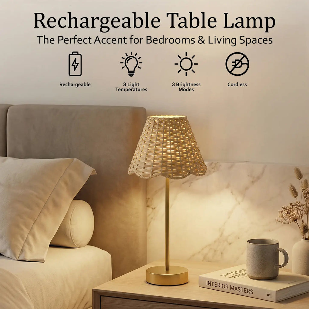 Scalloped Shade LED Rechargeable Table Lamp