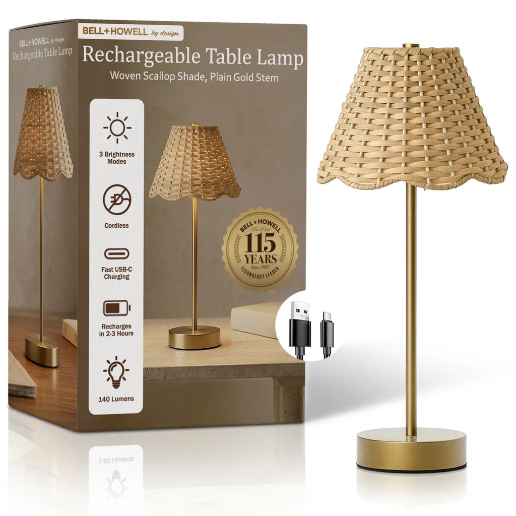 Scalloped Shade LED Rechargeable Table Lamp