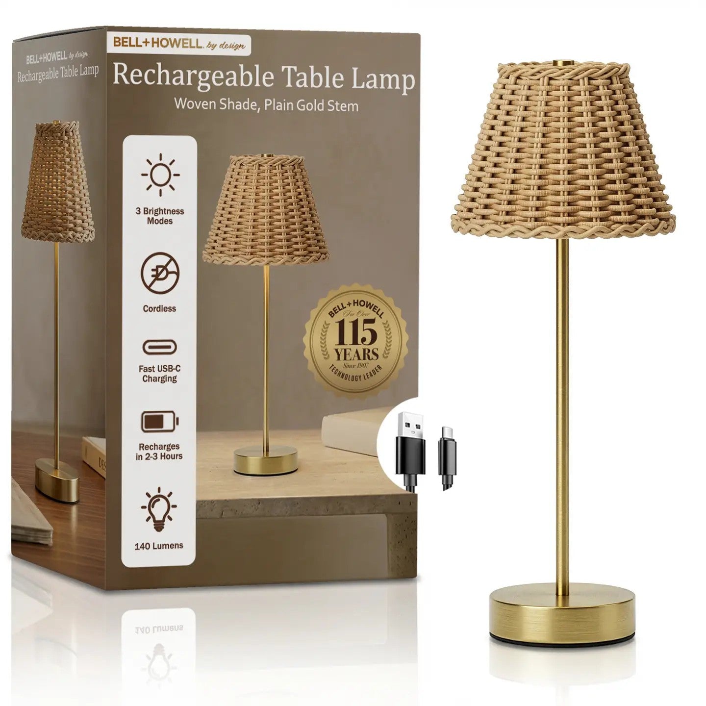Woven Rattan LED Table Lamp